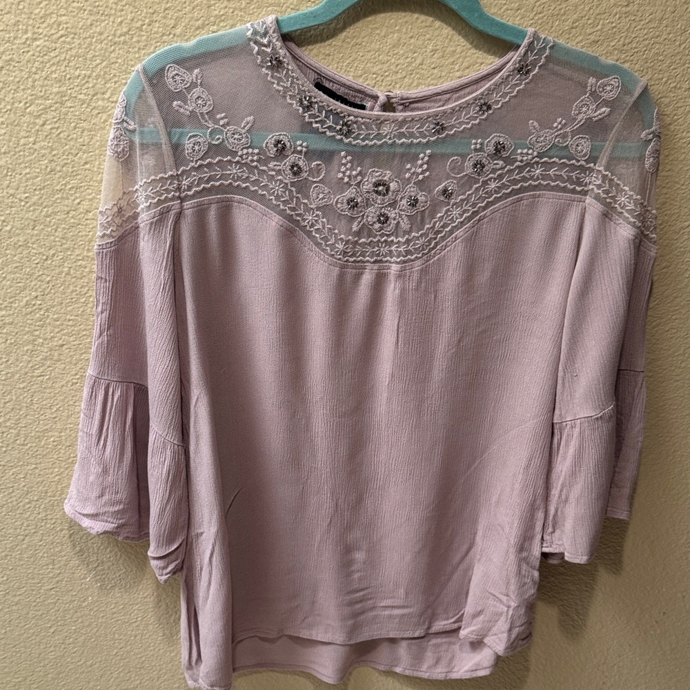 Socialite Lilac Embroidered Blouse